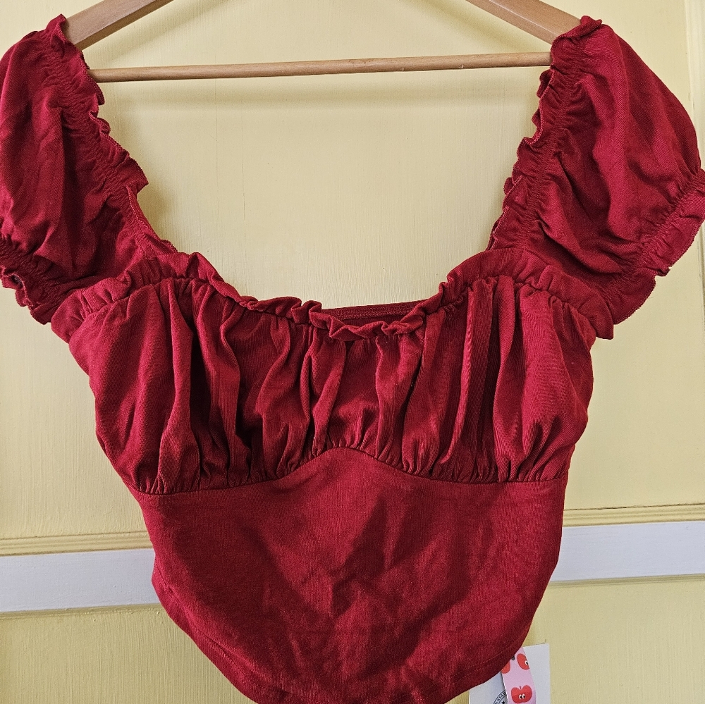 L Red Crop Top